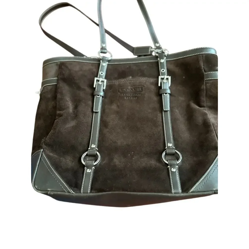 Vintage‎ Coach Brown Suede Bridle Bit Purse